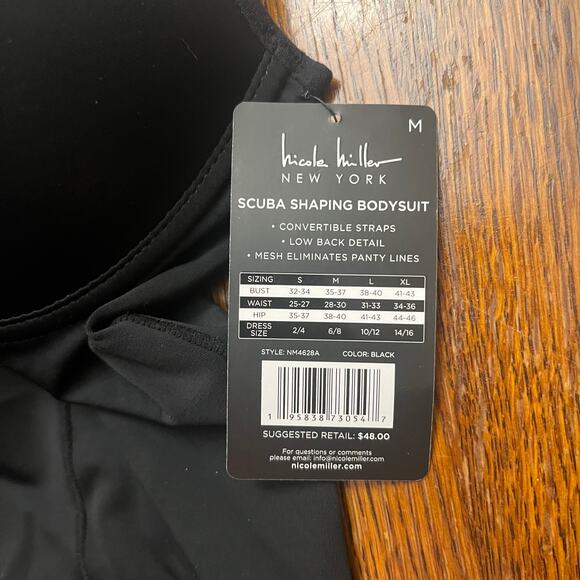 NWT Nicole Miller Scuba Shaping Bodysuit M Black - Picture 8 of 13